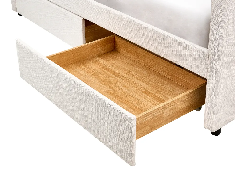 Daybed with Storage VITTEL Fabric Light Beige 90 x 200 cm (EU Single)_876421