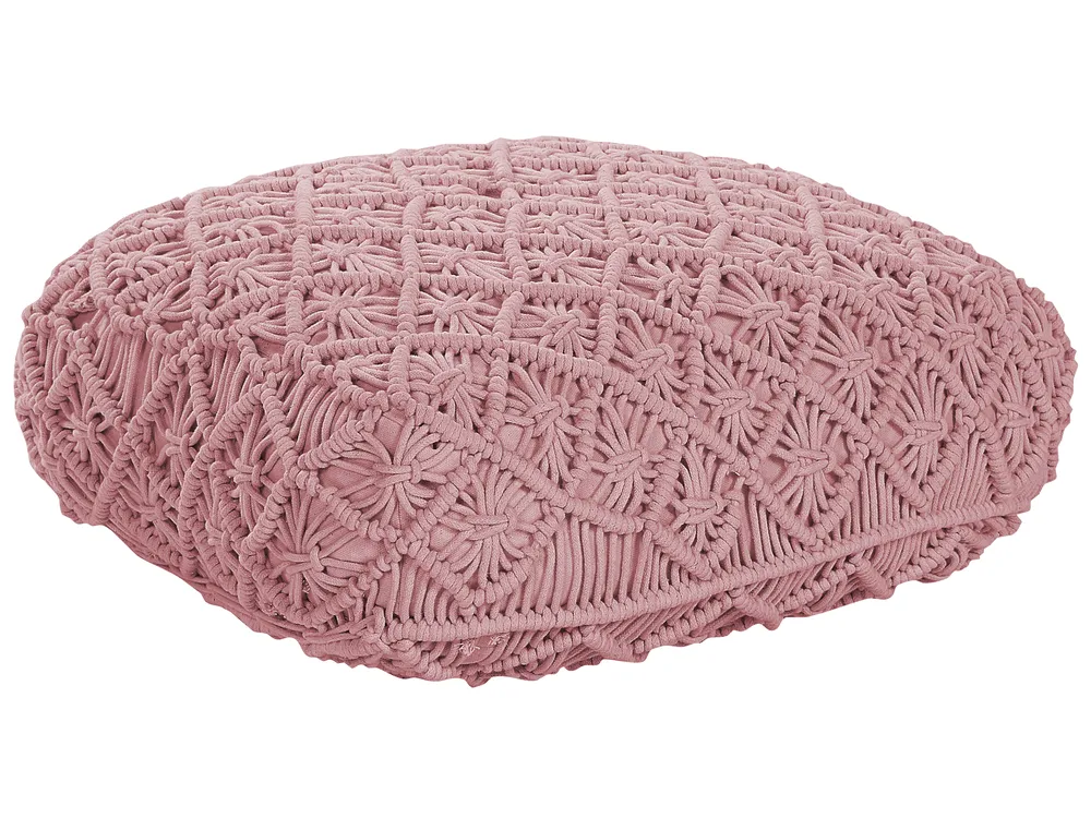 Pouf Makramee BERRECHID Baumwolle Rosa