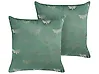 Dekokissen 2er Set YUZURI 45 x 45 cm Samtstoff Smaragdgrün Tiermuster