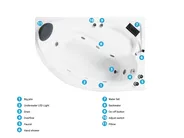 Corner Hot Tub with LED NEIVA 1500 x 1000 mm White Left Hand_796692