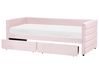 Tagesbett mit Stauraum MARRAY Samtstoff Pastellrosa 90 x 200 cm