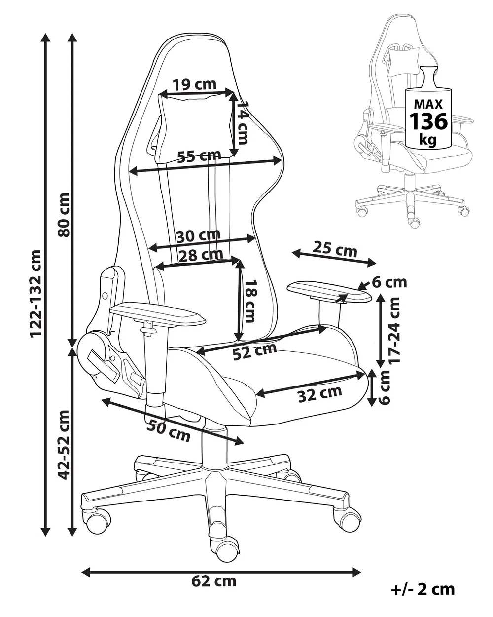 Gaming Chair WARRIOR Light Grey_852031