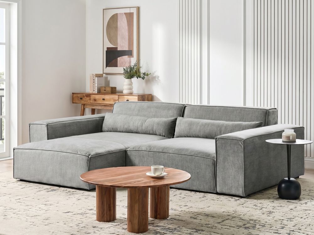 Modular Corner Sofa 3 Seater HELLNAR Fabric Grey Right Hand