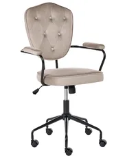 Schreibtischstuhl VELISSE Samtstoff Taupe_1062743