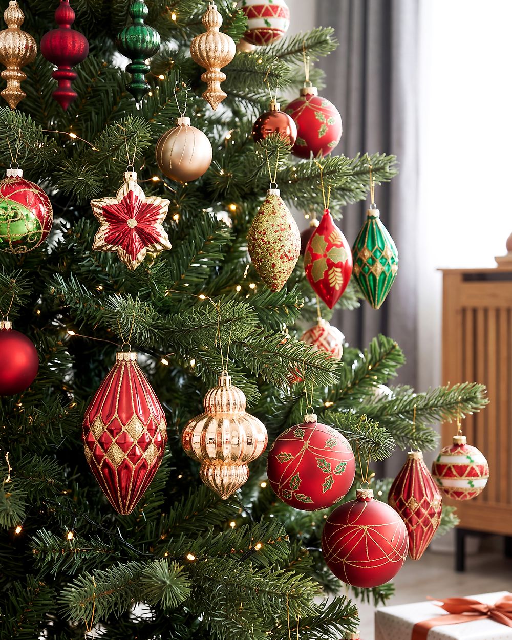 Set van 70 kerstballen TWINKLE Glas Rood/groen
