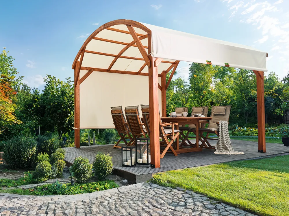 Pavillon SCOPELLO 303 cm 300 cm Tannenholz Braun / Beige
