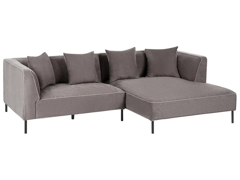 Ecksofa 3-Sitzer SATER Chenillegewebe Taupe linksseitig_1019404