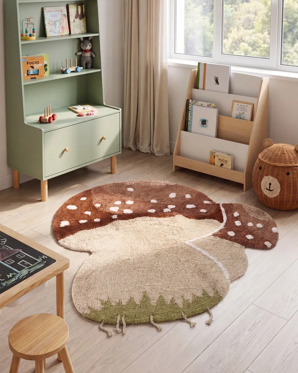 Kinderteppich TOADSTOOL Hellbeige 100 x 100 cm Baumwolle