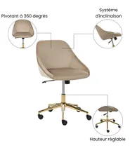 Chaise de bureau BARDSDALE Velours Taupe_1073444