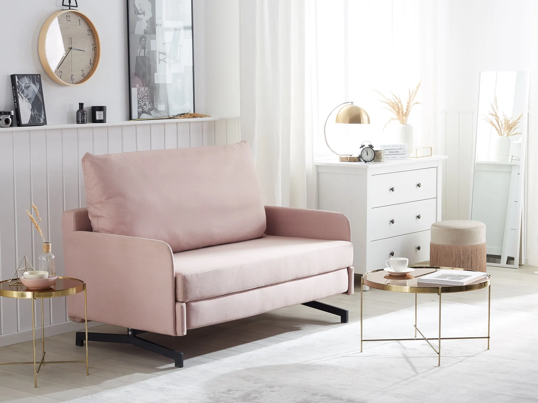 Schlafsofa 2-Sitzer BELFAST Stoff Rosa_688181