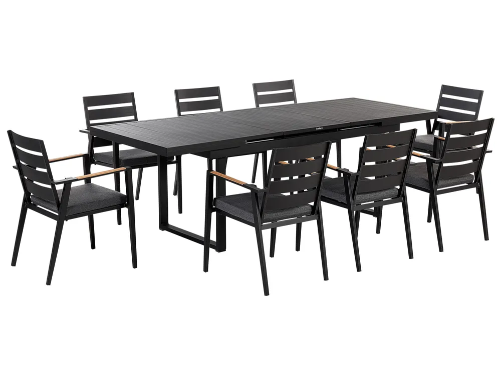 Gartenmöbel Set 8-Sitzer VALCANETTO/TAVIANO inkl. Kissen Metall Schwarz
