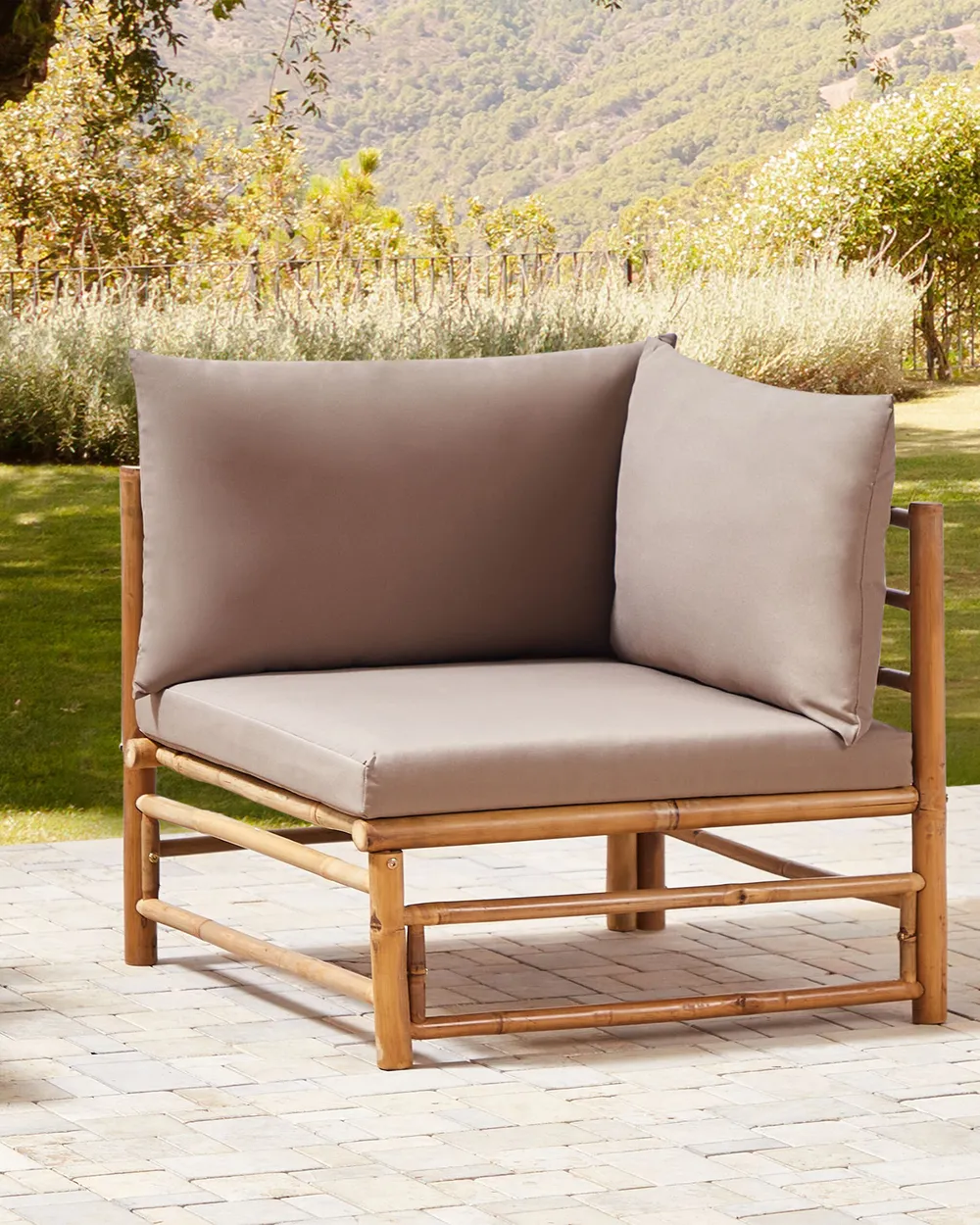 Garten-Eckmodul CERRETO Bambus Taupe