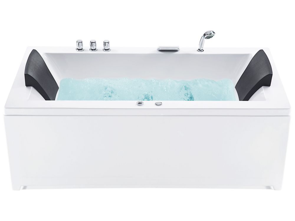 Kotna masažna kad z osvetlitvijo LED VARADERO 183 x 90 cm Bela Desno