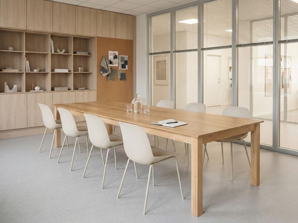 Uitschuifbare vergadertafel MADURA 100 cm 180/280 cm Licht essenhout