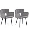 Esszimmerstuhl 2er Set SANILAC Samtstoff Grau