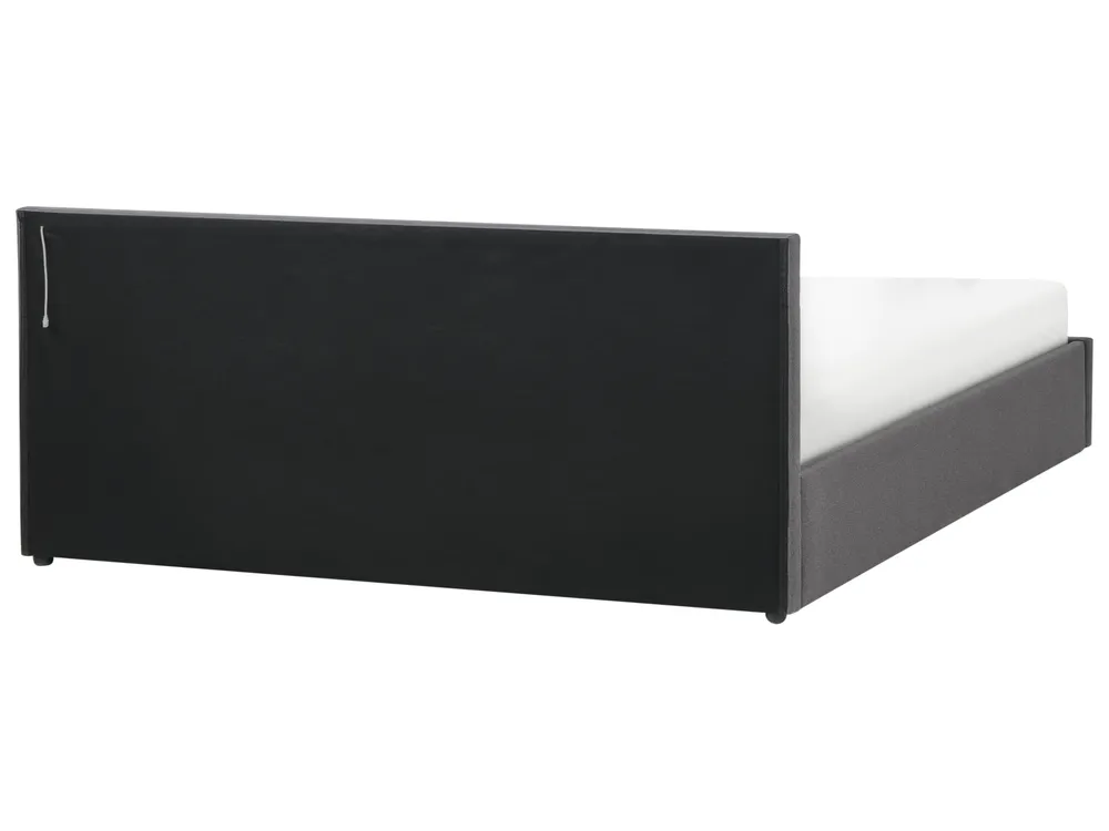 Bett mit Stauraum und LED-Beleuchtung ARMELLE Stoff Dunkelgrau 180 x 200 cm_992871