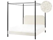 Himmelbett Bouclé DANNEMOIS 140 x 200 cm Cremeweiß_960921