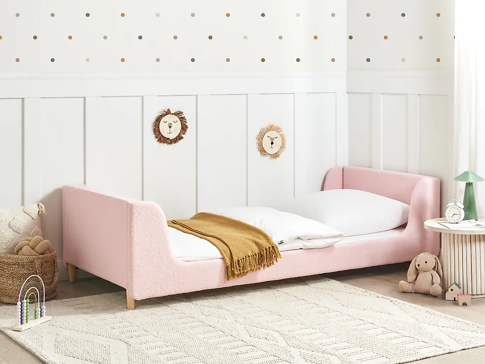 Kinderbett Bouclé LAYE 90 x 200 cm Rosa