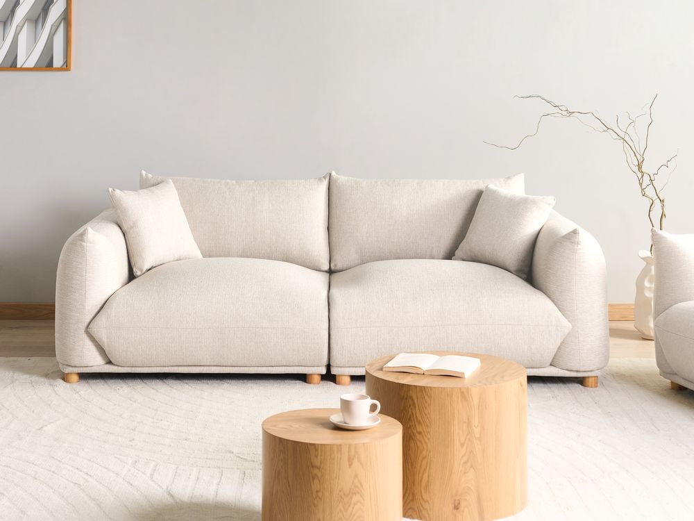 Sofa 3 Seater LUVOS Fabric Light Beige