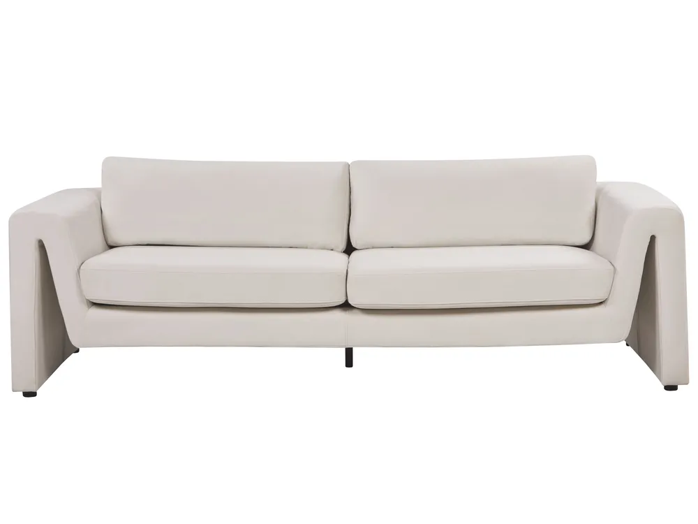 Sofa 3-Sitzer MAUNU Samtstoff Hellbeige