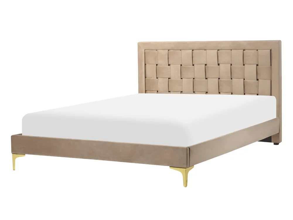 Bed Velvet LIMOUX 140 x 200 cm (EU Double) Taupe