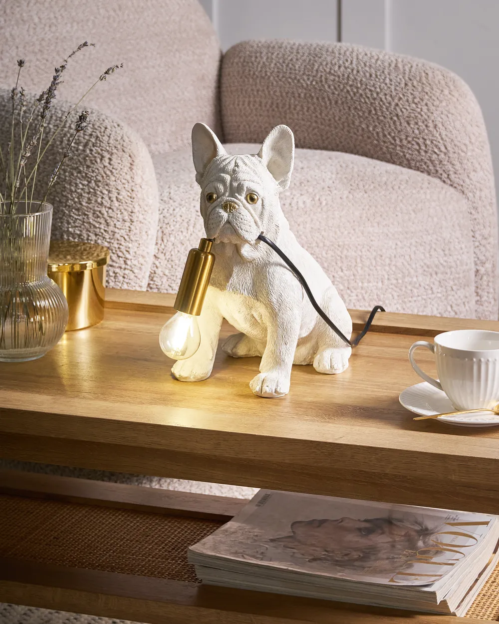 Tischlampe Hund BRUNO Weiß