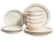 Tafelservice 12-teilig CHIVES Steinzeug Hellbeige_956457