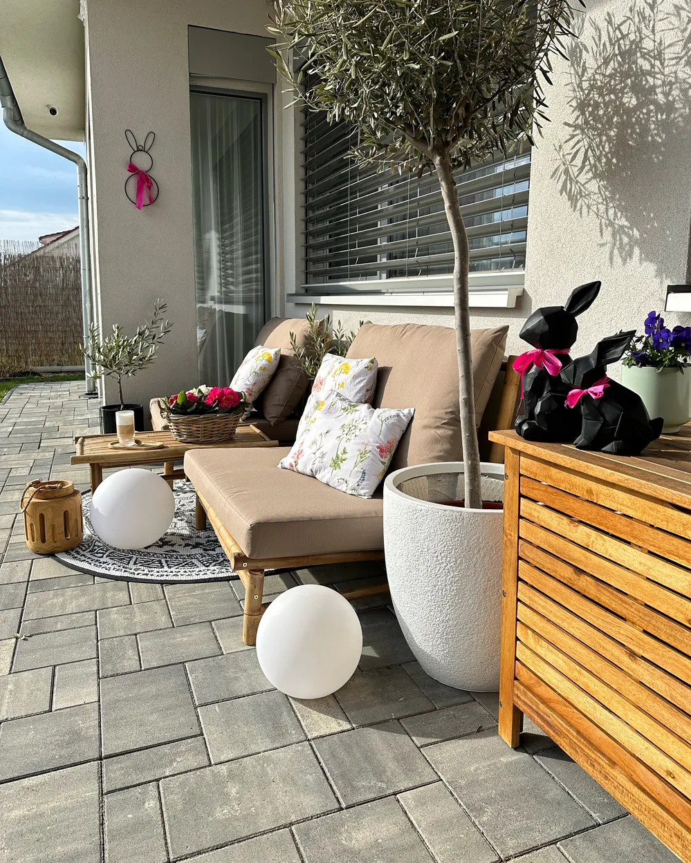 Lounge Set mit Tisch 2-Sitzer TODI Bambus Taupe_924462