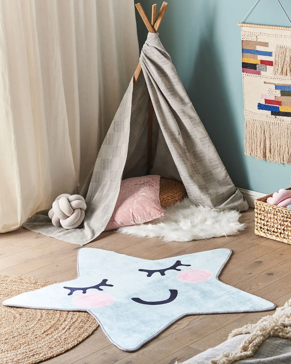 Kinderteppich SIRIUS Hellblau 120 x 120 cm