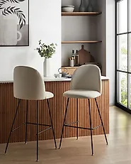 Set of 2 Bar Chairs ARCOLA Velvet Off-White_1185022