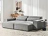 Modul Ecksofa 3-Sitzer HELLNAR mit Ottomane Stoff Grau rechtsseitig
