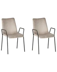 Set of 2 Dining Chairs JEFFERSON Velvet Taupe_788562