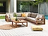 Garten Ecksofa mit Tisch 5-Sitzer TIMOR modular zertifiziertes Akazienholz Hellbraun