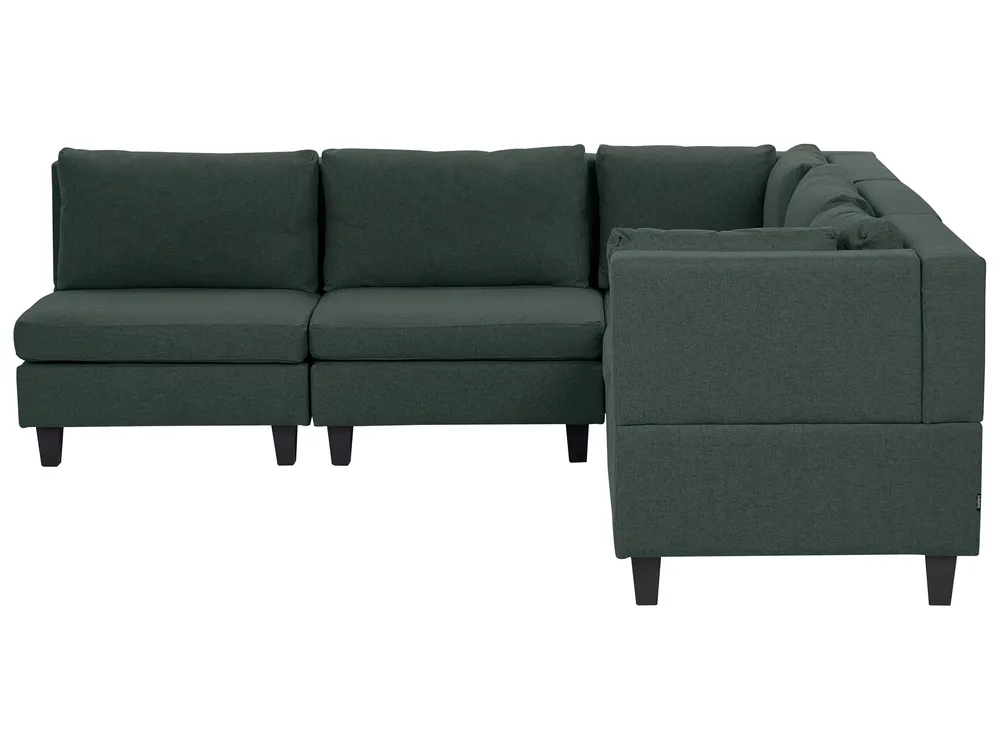 Modular Corner Sofa 5 Seater UNSTAD Fabric Dark Green Left Hand_925501