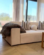 Modular Sofa 2 Seater HELLNAR Velvet Light Beige_994092
