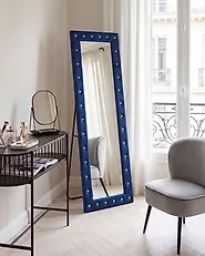 Standing Mirror ANSOUIS 150 cm Velvet Navy Blue_1179285