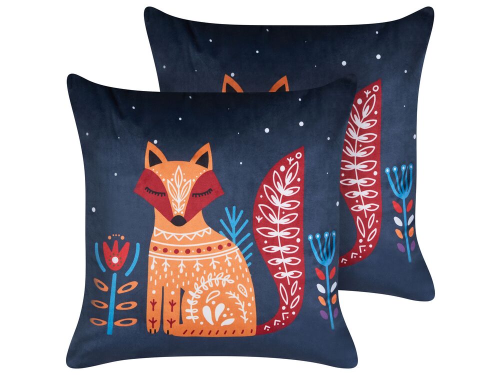 Set van 2 sierkussens FIRESPIKE Fluweel 45 x 45 cm Donkerblauw