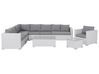 Lounge Set mit Tisch 8-Sitzer XXL modular Polyrattan Weiß rechtsseitig