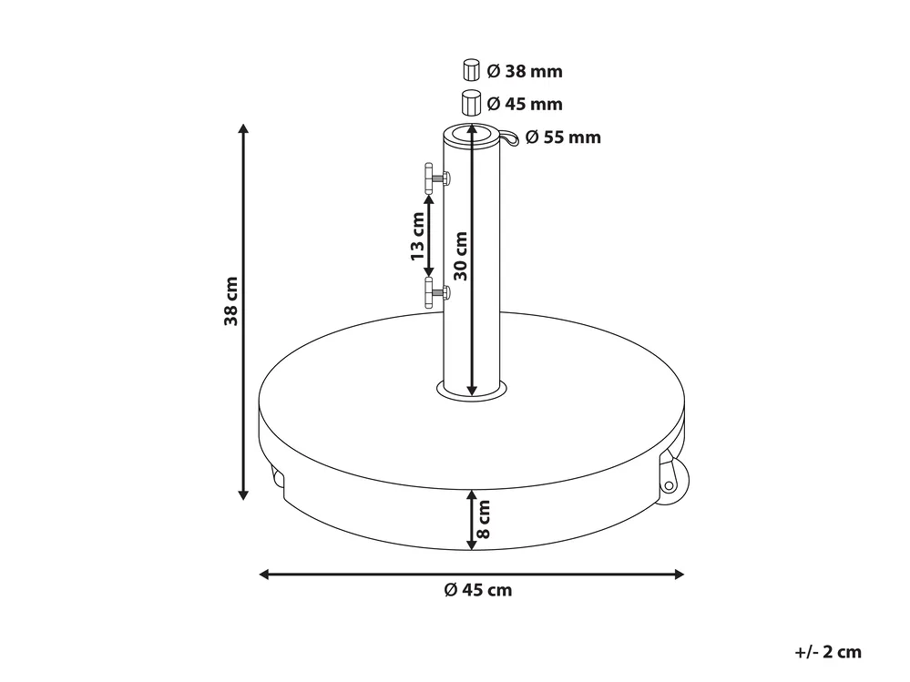 Sonnenschirmfuß CERZETO Rund Grau 30 kg_984459