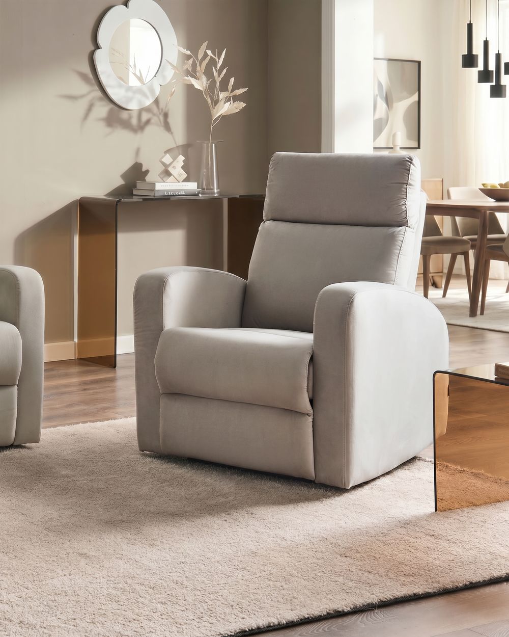 Electric Recliner Chair VERDAL with Footrest Velvet Beige