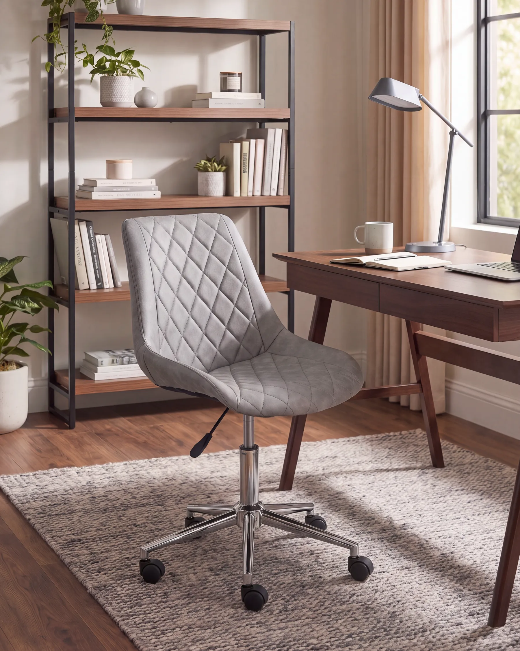 Desk Chair MARIBEL Faux Leather Light Grey_716498