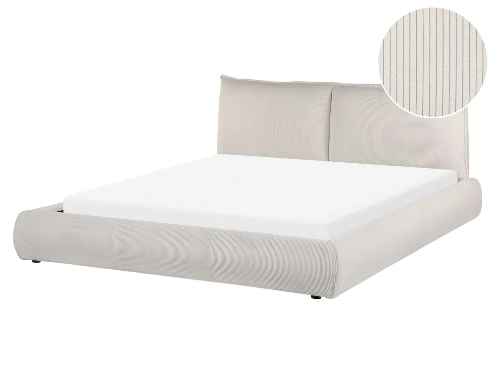 Wasserbett Cord VINAY 160 x 200 cm Hellbeige