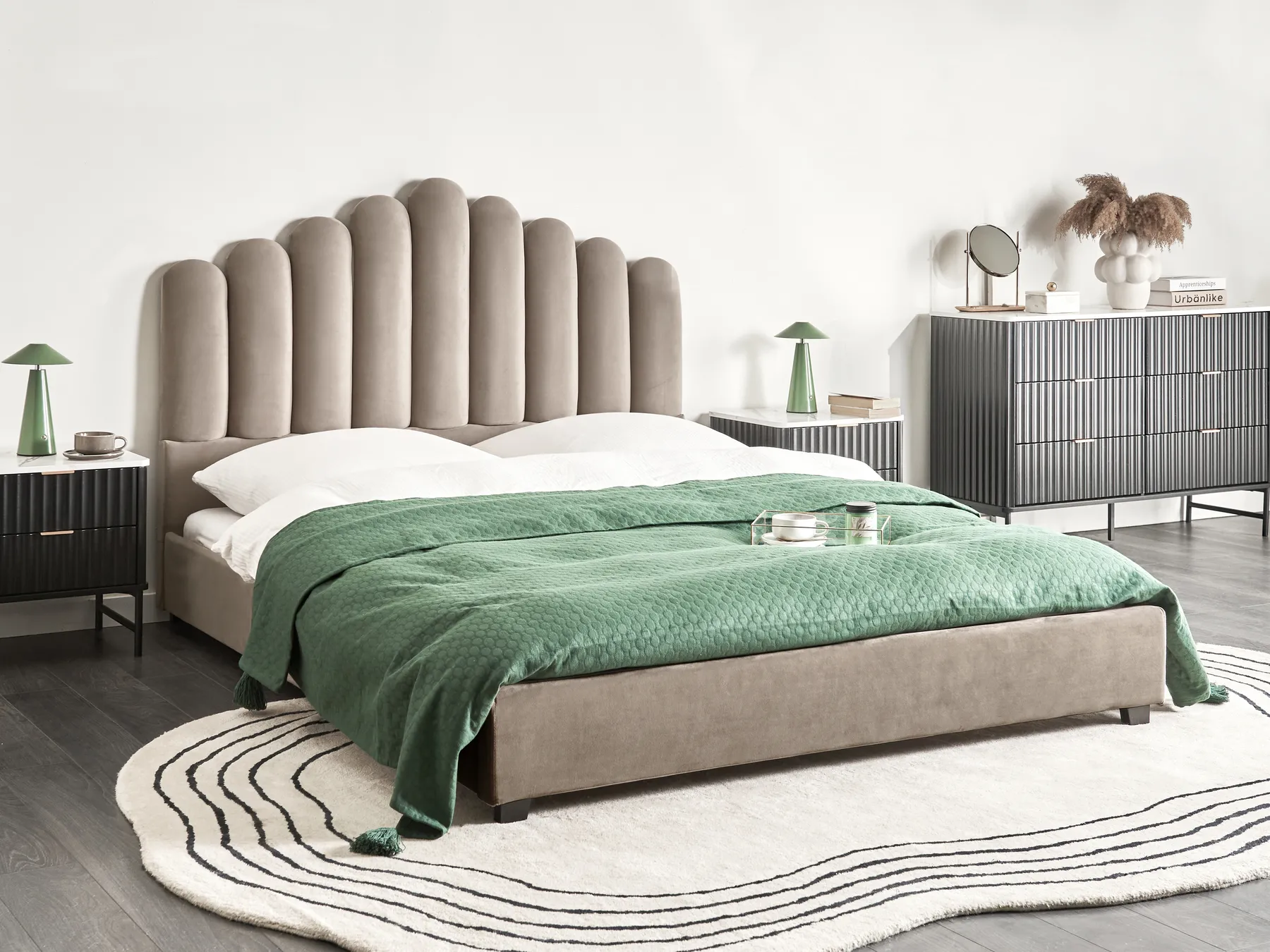 Wasserbett Samtstoff VINCENNES 160 x 200 cm Taupe_974796