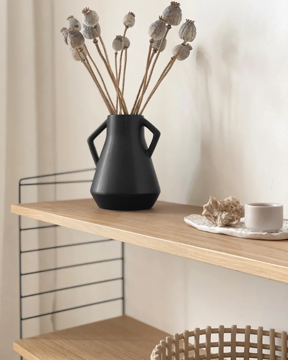 Blumenvase FERMI 20 cm Keramik Schwarz_952393