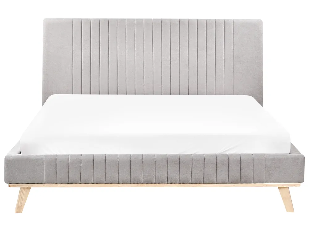 Bed Chenille TALENCE 160 x 200 cm (EU King Size) Light Grey_980978