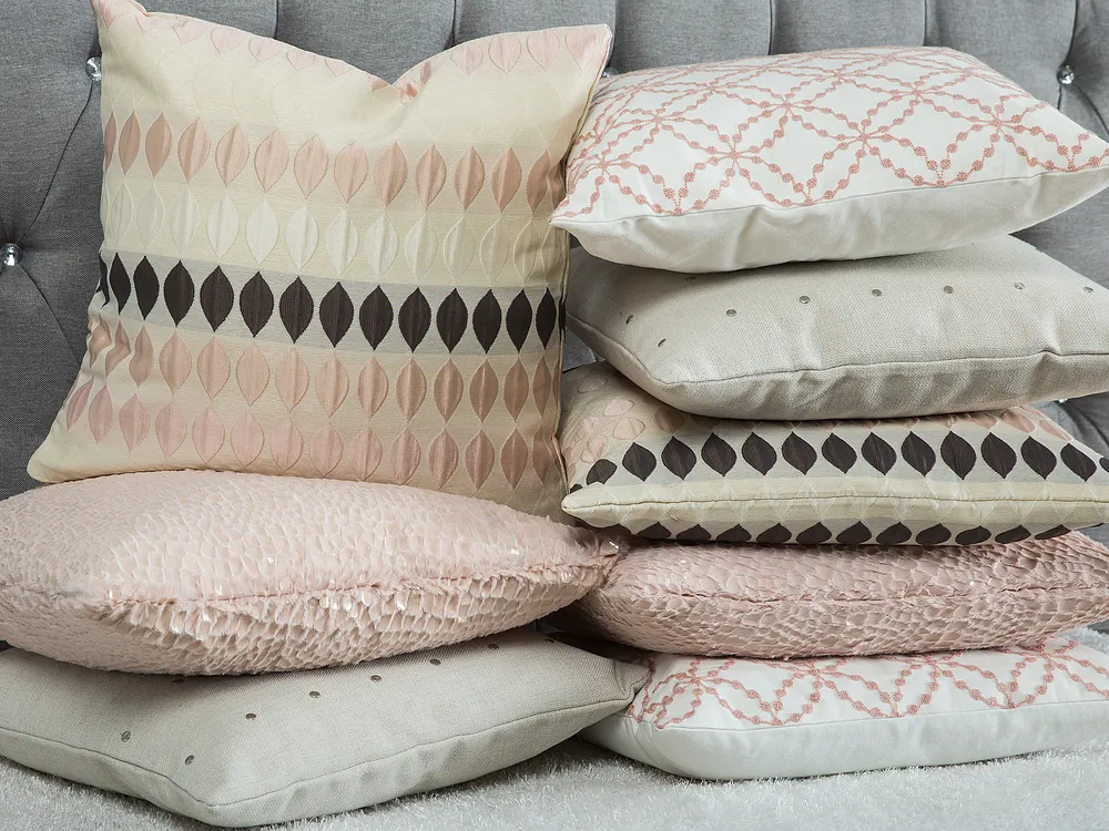 Set of 2 Decorative Cushions PEONY 45 x 45 cm Pink Solid_770951