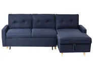 Eckschlafsofa 4-Sitzer FLAKK mit Stauraum Stoff Marineblau linksseitig_745774