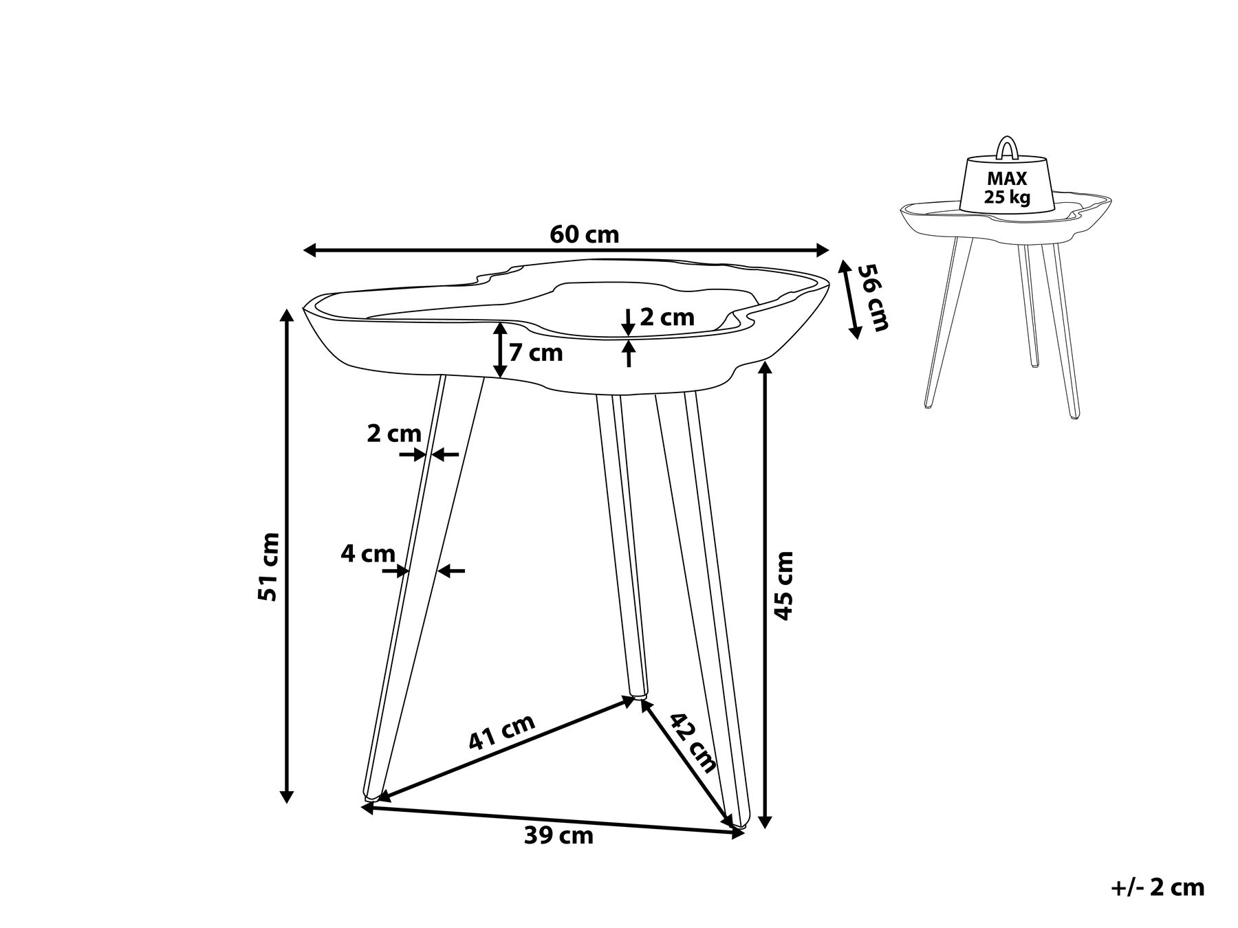 Side Table ELSA Teak Wood Brown_678498