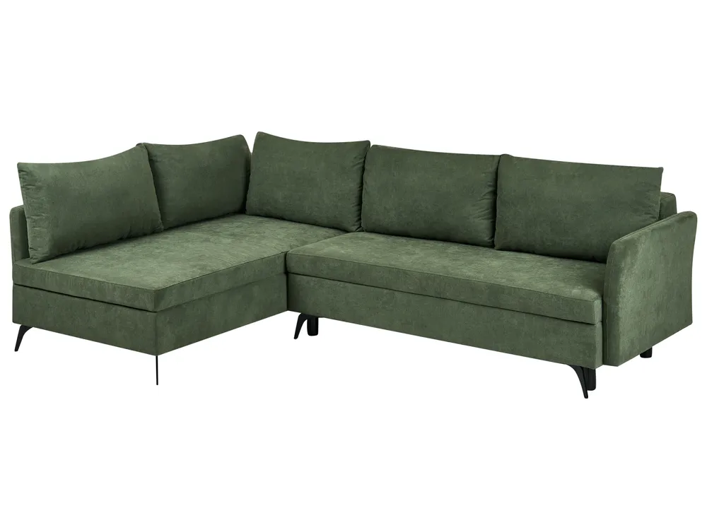 Eckschlafsofa 3-Sitzer KOGE mit Stauraum Stoff Grün rechtsseitig_1087847