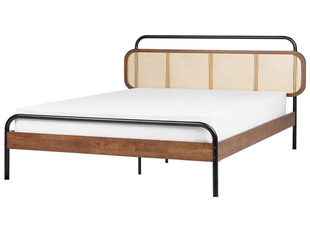 Bed Rattan BOUSSICOURT 180 x 200 cm (EU Super King) Dark Brown